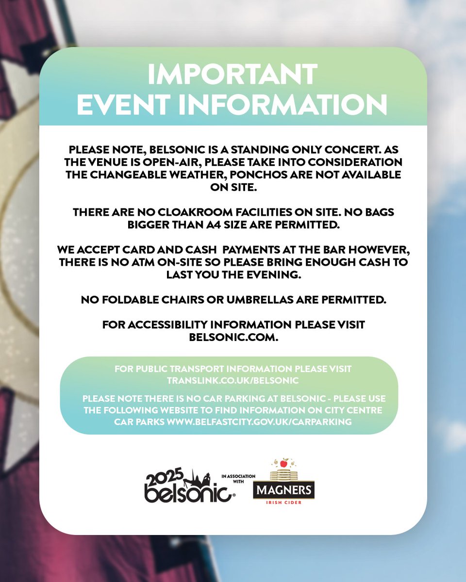 belsonicbelfast's tweet image. SNOW PATROL, TIMES &amp;amp; EVENT INFO ℹ️ All times are subject to change. Sold out ✨

Join us after the show for the Belsonic afterparty at The Limelight. Limited tickets remaining from shine.tickets and on-site from the merch tent.