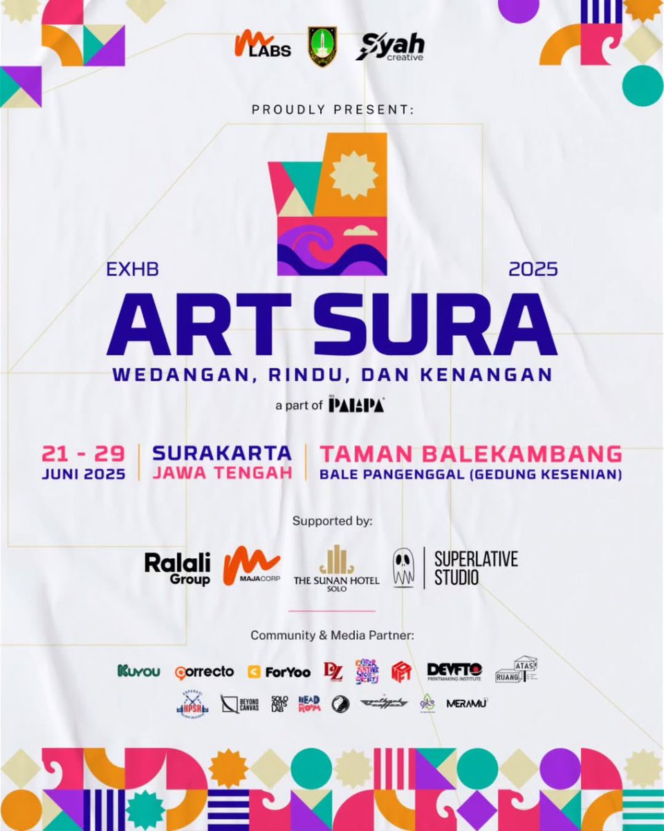 SSS never sleeps, SSS is still building. And now, we’re in ART SURA 2025! 🎨🔥

This time, we’re bringing the vibes to ART SURA 2025 in Surakarta, Indonesia! This festival is a cultural collision of tradition, innovation, and pure artistic energy.

📅 June 21–29, 2025
📍 Taman