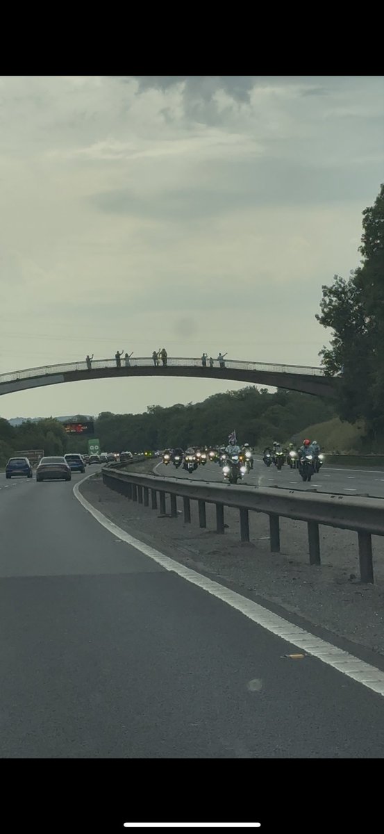 Fiona_Daley's tweet photo. Caught the Motorbike Procession down the M6 for Dave’s day, absolutely unreal 🥹 #DavesDay #HairyBikers https://t.co/5OQOtkBeqF