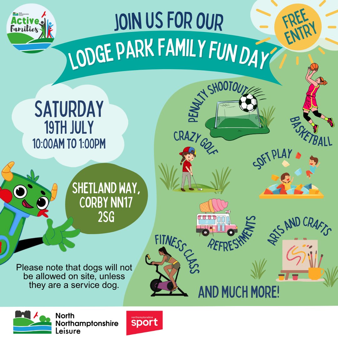North Northants Leisure (@nn_leisure) on Twitter photo ๐ย Lodge Park Sports Centre, Corby ๐
ย Saturday 19th July ๐ย 10:00 AM โ 1:00 PM
โ
Free entry โ
All-ages activities โ
Sports, crafts, games & more!
โ
Refreshments available
Bring the whole family for a fantastic community day out! ๐โโ๏ธ๐จ
#FamilyFun #LodgeParkFunDay
<a href="/NNorthantsC/">North Northamptonshire Council</a> ๐ย Lodge Park Sports Centre, Corby ๐
ย Saturday 19th July ๐ย 10:00 AM โ 1:00 PM
โ
Free entry โ
All-ages activities โ
Sports, crafts, games & more!
โ
Refreshments available
Bring the whole family for a fantastic community day out! ๐โโ๏ธ๐จ
#FamilyFun #LodgeParkFunDay
<a href="/NNorthantsC/">North Northamptonshire Council</a>