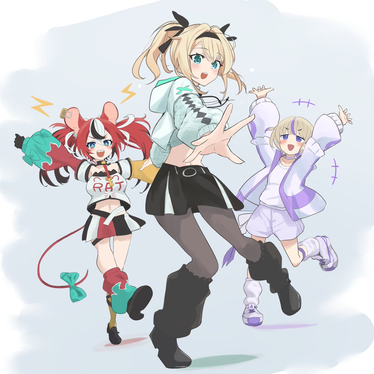 いろはちゃん×はじめちゃん×ハコスちゃんのダンスがあまりにもよかったのでラクガキ…🍃🐧⚡🎲
#いろはにも絵を
#はじめ武勇伝
#BaelzBrush