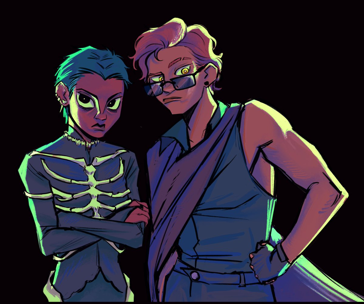 My Penumbral Lady and I saw you from across the room and we hate your guts 
#tlt #griddleharkfanart #TheLockedTomb