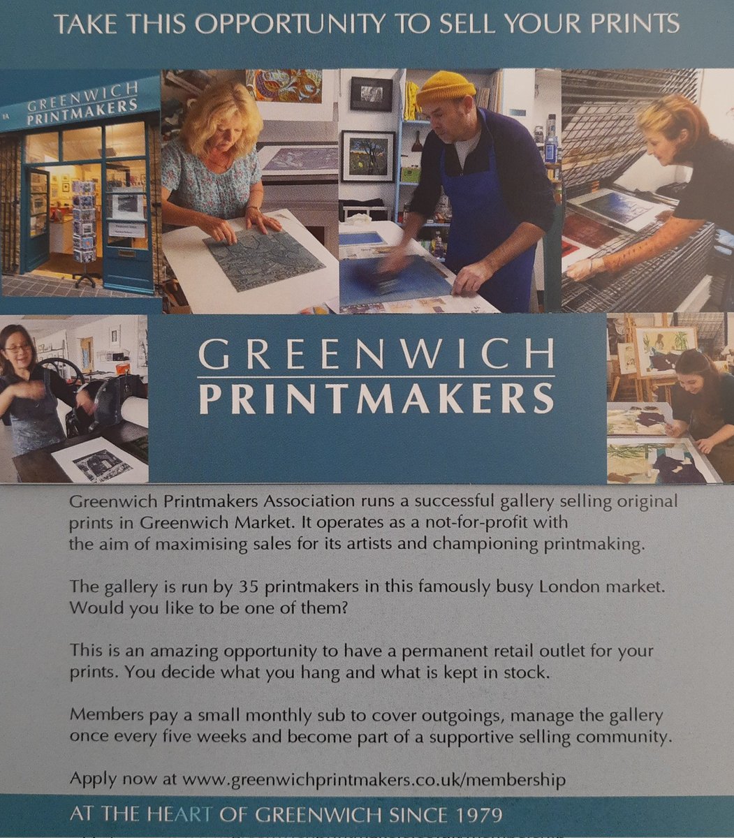 Greenwich Printmakers are looking for new members to join their successful artist run gallery in the heart of greenwich