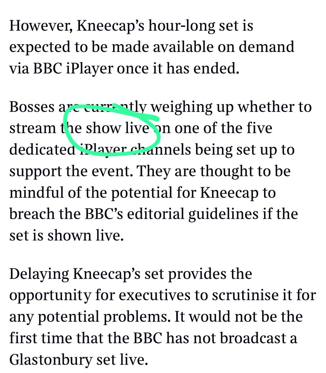 The BBC should not be showing Kneecap propaganda. 

One Kneecap band member is currently on bail, charged under the Terrorism Act. 

As a publicly funded platform the BBC should not be rewarding extremism.