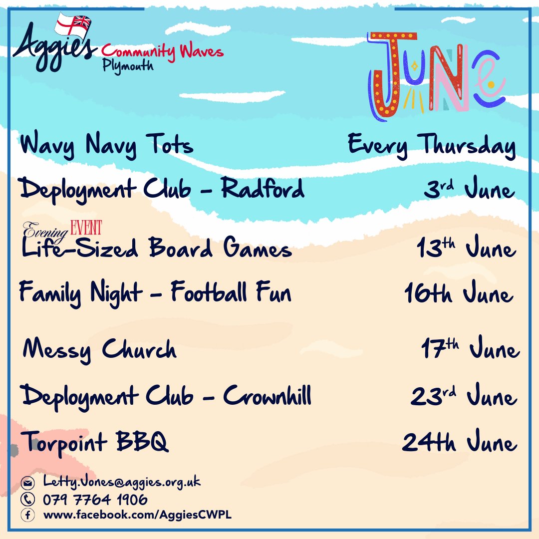 What's On in with Aggie's Community Waves Plymouth in June?