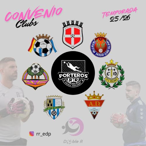 CONVENIO CLUBS!! 

La temporada 25/26 viene más fuerte que nunca! Anunciamos 7 clubes que confían en nosotros y nos ceden sus instalaciones para la formación de sus porter@s.
Más de 150 porter@s a la semana, una auténtica locura!! 
Gracias a todos por la confianza 🧤💪