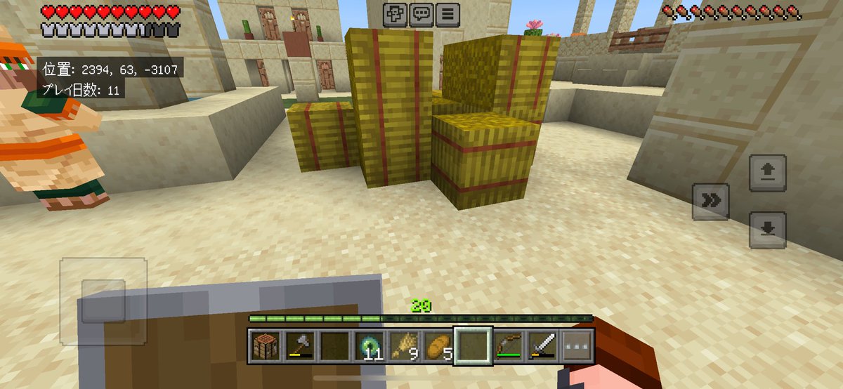 さぁ、しっかり寝た後は朝食！パンをいただけるようで、ありがたい、ありがたい。
やっぱり、手軽に作れるパンはいいですね。深くは考えませんが、焼かなくてもできますからね。パン最強！
#Minecraft #マイクラ #一宿一飯3