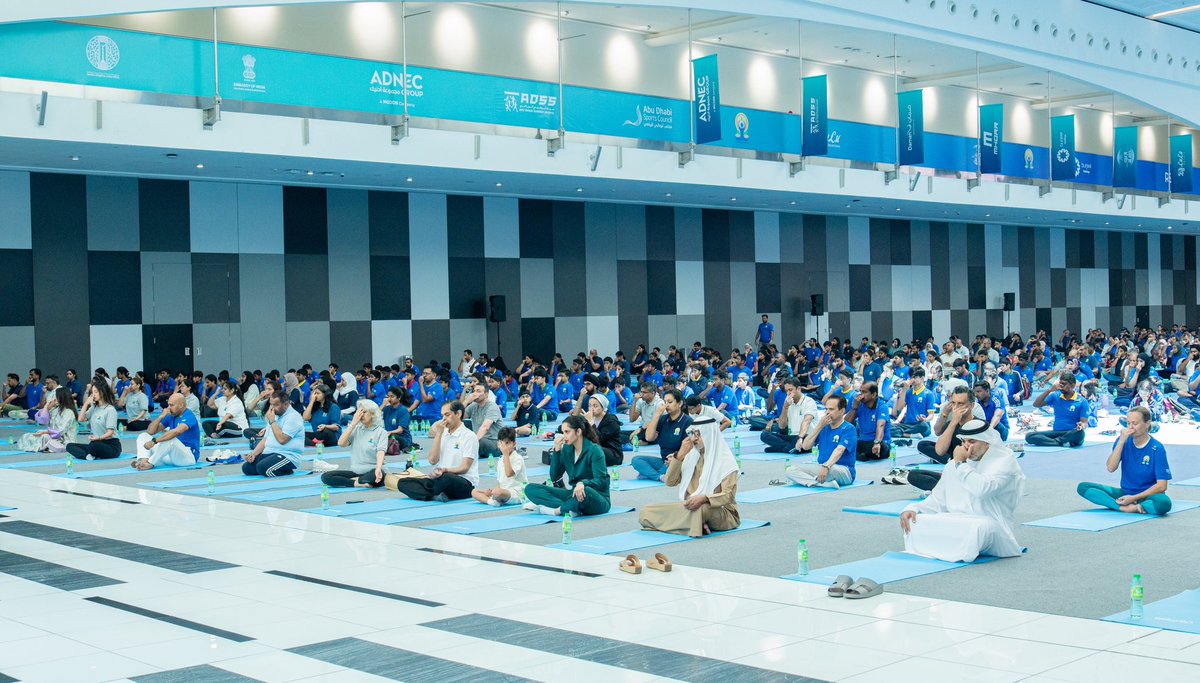 India in UAE (@indembabudhabi) on Twitter photo Yoga for One Earth, One Health!
Embassy, together with Abu Dhabi Sports Council organised #IDY2025 celebrations at ADNEC.
Chief Guest HH Sheikh Nahyan <a href="/uaetolerance/">Minister of Tolerance Office</a>; Tennis Ace <a href="/MirzaSania/">Sania Mirza</a>; Amb <a href="/sunjaysudhir/">Sunjay Sudhir</a> joined Yoga enthusiasts in celebration of this global festival. Yoga for One Earth, One Health!
Embassy, together with Abu Dhabi Sports Council organised #IDY2025 celebrations at ADNEC.
Chief Guest HH Sheikh Nahyan <a href="/uaetolerance/">Minister of Tolerance Office</a>; Tennis Ace <a href="/MirzaSania/">Sania Mirza</a>; Amb <a href="/sunjaysudhir/">Sunjay Sudhir</a> joined Yoga enthusiasts in celebration of this global festival.
