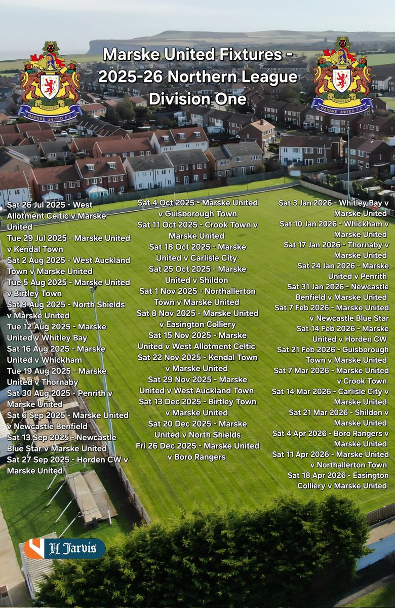 🚨 FIXTURES ARE OUT!
The 2025 campaign starts here 💥

🟡🔵 First up: West Allotment 
💪 Let’s do this!

#MarskeUnited #FixtureRelease #UpTheMarske #NorthernLeague #NonLeague