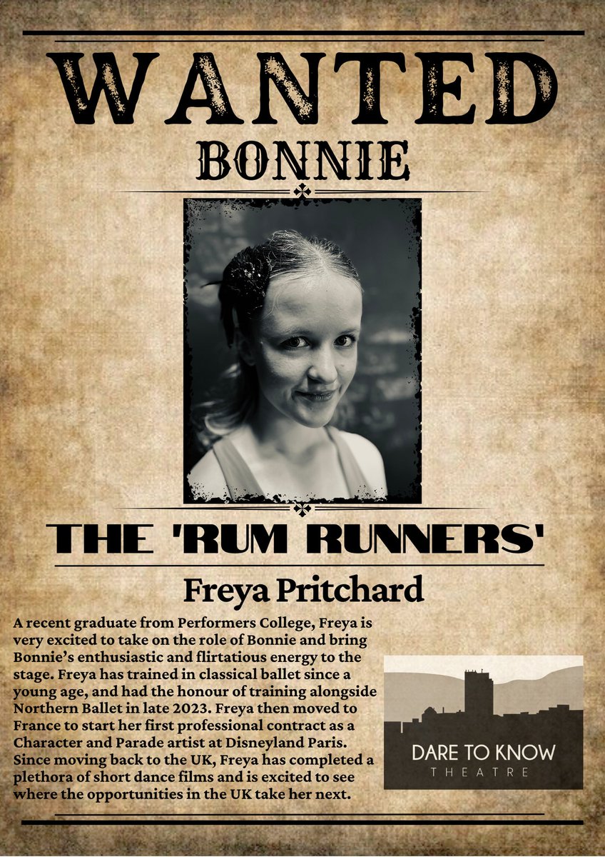 Rounding up the gang. The Rum Runners Girls - Birdie &amp; Bea - Sophie Hough &amp; Leah Connor

And the girl in the middle of EVERYTHING, Bonnie! - Freya Pritchard

Be sure to catch The Rum Runners Gang!

📍 Playhouse 2
🗓️ 24th &amp; 25th June
⏰ 7:30pm
💵 £10/ £7
🎟️ daretoknowtheatre.com/shows-and-tick…