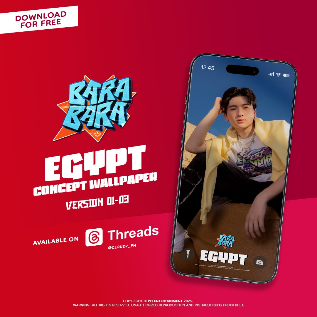 cloud7_ph's tweet image. “EGYPT on your screen? Yes please. 📱✨ Grab his ‘Bara-Bara’ wallpaper for FREE now!”

🔗 threads.com/@cloud7_ph/pos…

#CLOUD7_ph #BaraBara #C7_BaraBara #SparkleGMAArtistCenter #C7_Egypt #PHEntertainment #PHMusic