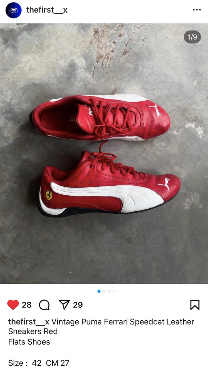 kajimizz's tweet photo. #ส่งต่อรองเท้า Puma ferrari speedcat
Size 42 27cm เค้า24.5ใส่แล้วไม่หลุด
🏎️ 1,000 free sipping 

#ส่งต่อPumaspeedcat #ส่งต่อรองเท้ามือสอง #รองเท้าผ้าใบมือสองของแท้ #รองเท้าpuma #speedcat #รองเท้าadidas https://t.co/GBO6gKpRaX