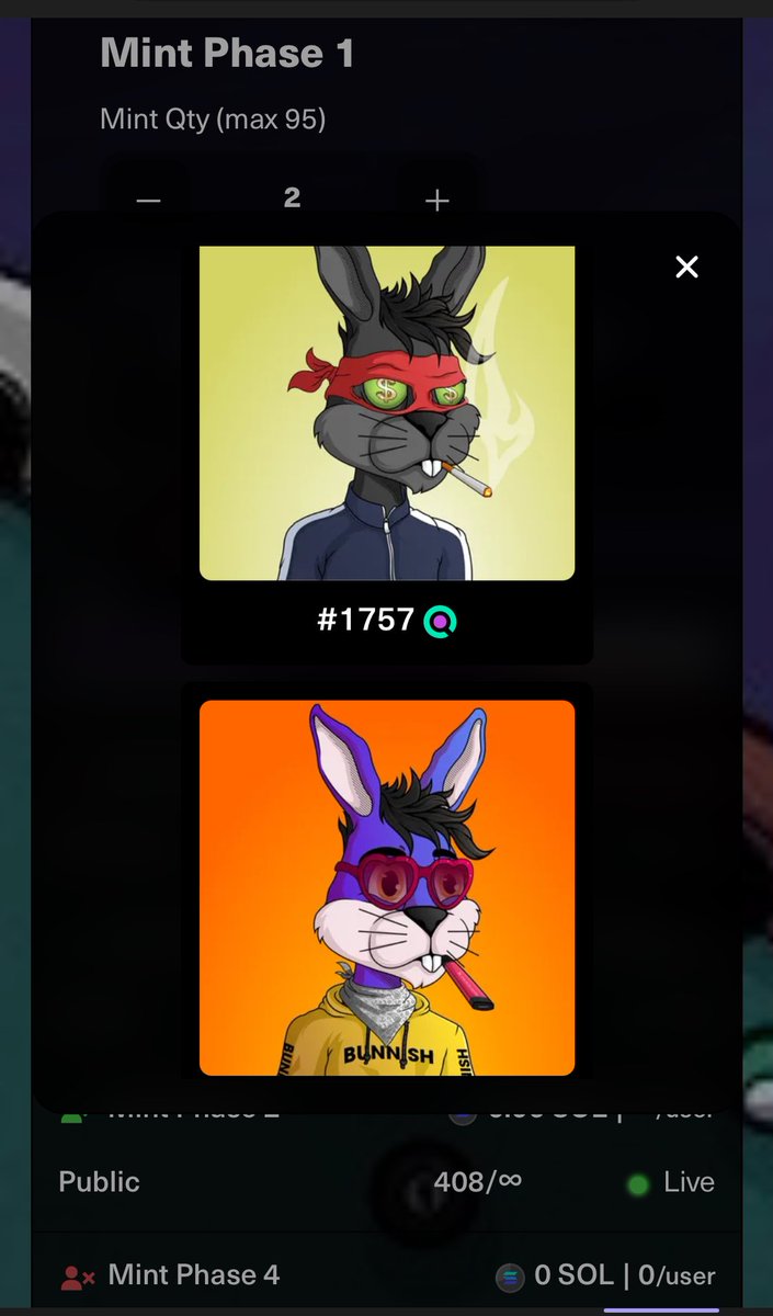 ACTUH420FR's tweet image. Just minted this @BunniesNHomies 
mint is live hello @ShilliBilli 👋🏽🐰
nftlaunch.app/mint/bandh