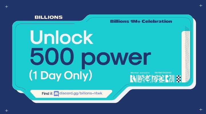 For <a href="/billions_ntwk/">Billions</a> users 

Use this code to get 500 points 
Valid till tomorrow 

ONEMILLIONCLOSER