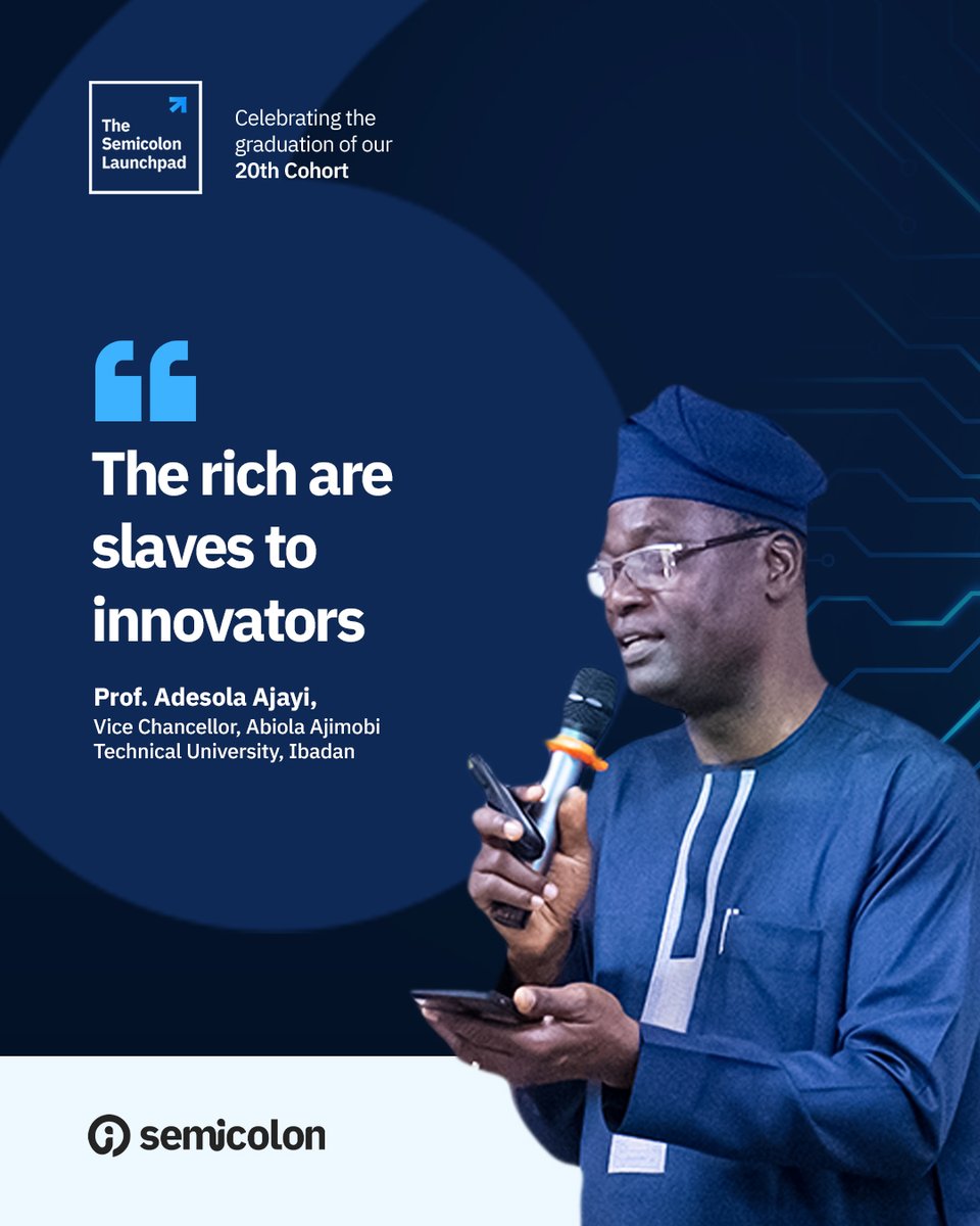 semicolonafrica's tweet image. At the 20th Semicolon Graduation Ceremony, Vice Chancellor Abiola Ajimobi reminded us that innovation isn’t just powerful, it’s transformational.

Be a light. Build boldly. Lead with purpose.

#SemicolonGraduation #TechU  #TechLeadership #FutureOfWork #SemicolonAfrica