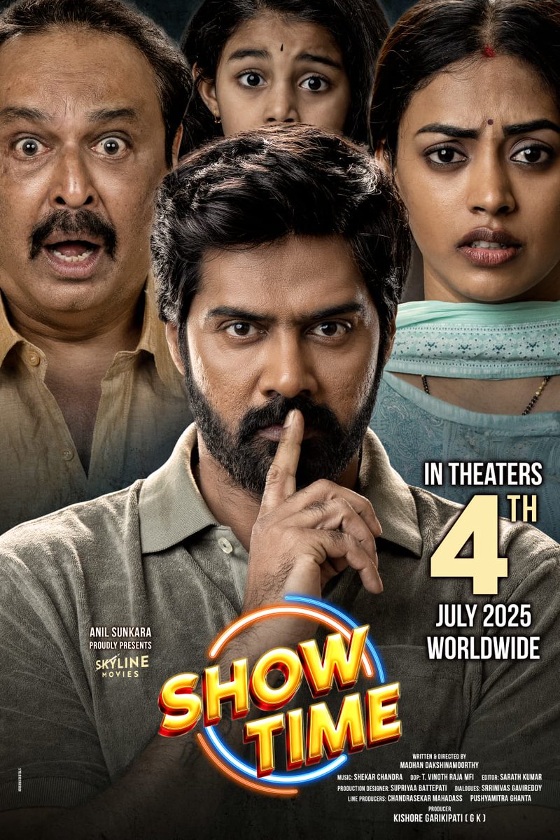 Lakshminarayana Varanasi (@lnvaranasi) on Twitter photo Family. Fear. Fun.🍿
It’s #SHOWTIME on July 4th! In Theatres Worldwide 🎟️
<a href="/Naveenc212/">Actor Naveen Chandra</a> #KamakshiBhaskarla <a href="/ItsActorNaresh/">Naresh Vijaya Krishna</a> <a href="/Rajaraveendar/">Raja Raveendar</a> <a href="/SkylineMoviez/">Skyline Movies</a> <a href="/AnilSunkara1/">Anil Sunkara</a> <a href="/kishore_Atv/">Garikipati</a> <a href="/aruvimadhan/">Madhan Dhakshinamoorthy</a> #ShekarChandra Family. Fear. Fun.🍿
It’s #SHOWTIME on July 4th! In Theatres Worldwide 🎟️
<a href="/Naveenc212/">Actor Naveen Chandra</a> #KamakshiBhaskarla <a href="/ItsActorNaresh/">Naresh Vijaya Krishna</a> <a href="/Rajaraveendar/">Raja Raveendar</a> <a href="/SkylineMoviez/">Skyline Movies</a> <a href="/AnilSunkara1/">Anil Sunkara</a> <a href="/kishore_Atv/">Garikipati</a> <a href="/aruvimadhan/">Madhan Dhakshinamoorthy</a> #ShekarChandra