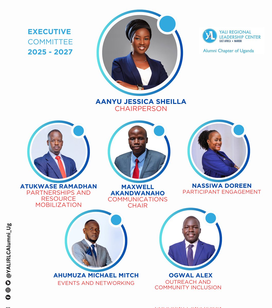 YALIRLCEA Alumni- UG (@yalirlcalumniug) on Twitter photo Entrusted with stewarding the network for the next 2 years. Meet our 2025 - 2027 Executive Committee.
Congratulations 🎊 <a href="/Jessica_Aanyu/">Jessica Sheillah Aanyu</a> <a href="/Maxwell_A_M/">Maxwell Akandwanaho</a> <a href="/DorynClara/">Doreen Nassiwa</a> <a href="/ratukwase2/">Atukwase Ramadhan- Rammah</a> <a href="/DrMitch_ug/">Ahumuza Mitch Michael 🇺🇬</a> & <a href="/AlexOgwal5/">Alex Ogwal</a> Entrusted with stewarding the network for the next 2 years. Meet our 2025 - 2027 Executive Committee.
Congratulations 🎊 <a href="/Jessica_Aanyu/">Jessica Sheillah Aanyu</a> <a href="/Maxwell_A_M/">Maxwell Akandwanaho</a> <a href="/DorynClara/">Doreen Nassiwa</a> <a href="/ratukwase2/">Atukwase Ramadhan- Rammah</a> <a href="/DrMitch_ug/">Ahumuza Mitch Michael 🇺🇬</a> & <a href="/AlexOgwal5/">Alex Ogwal</a>