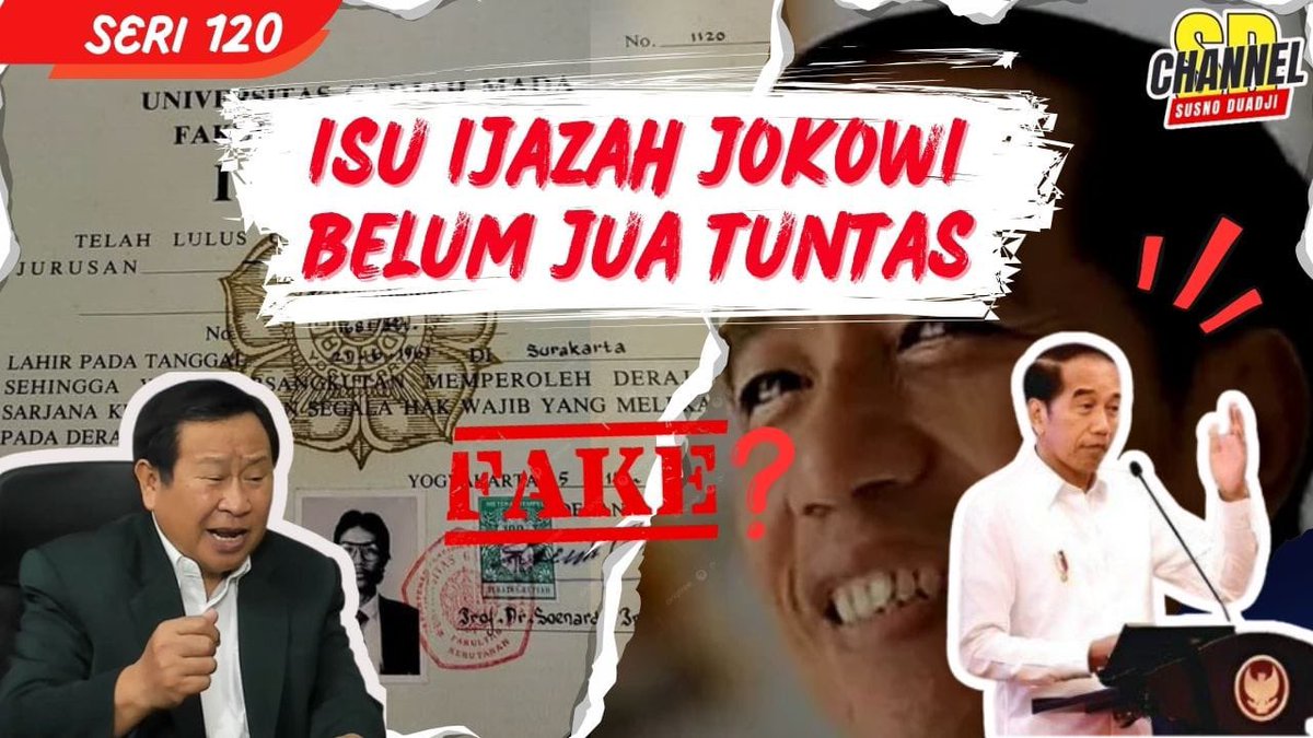 susno2g's tweet image. ISUE IJAZAH JOKOWI BELUM JUA TUNTAS , BAGAIMANA ENDING NYA ?? ;
youtu.be/-2CenTtLoh4?si… lewat @YouTube