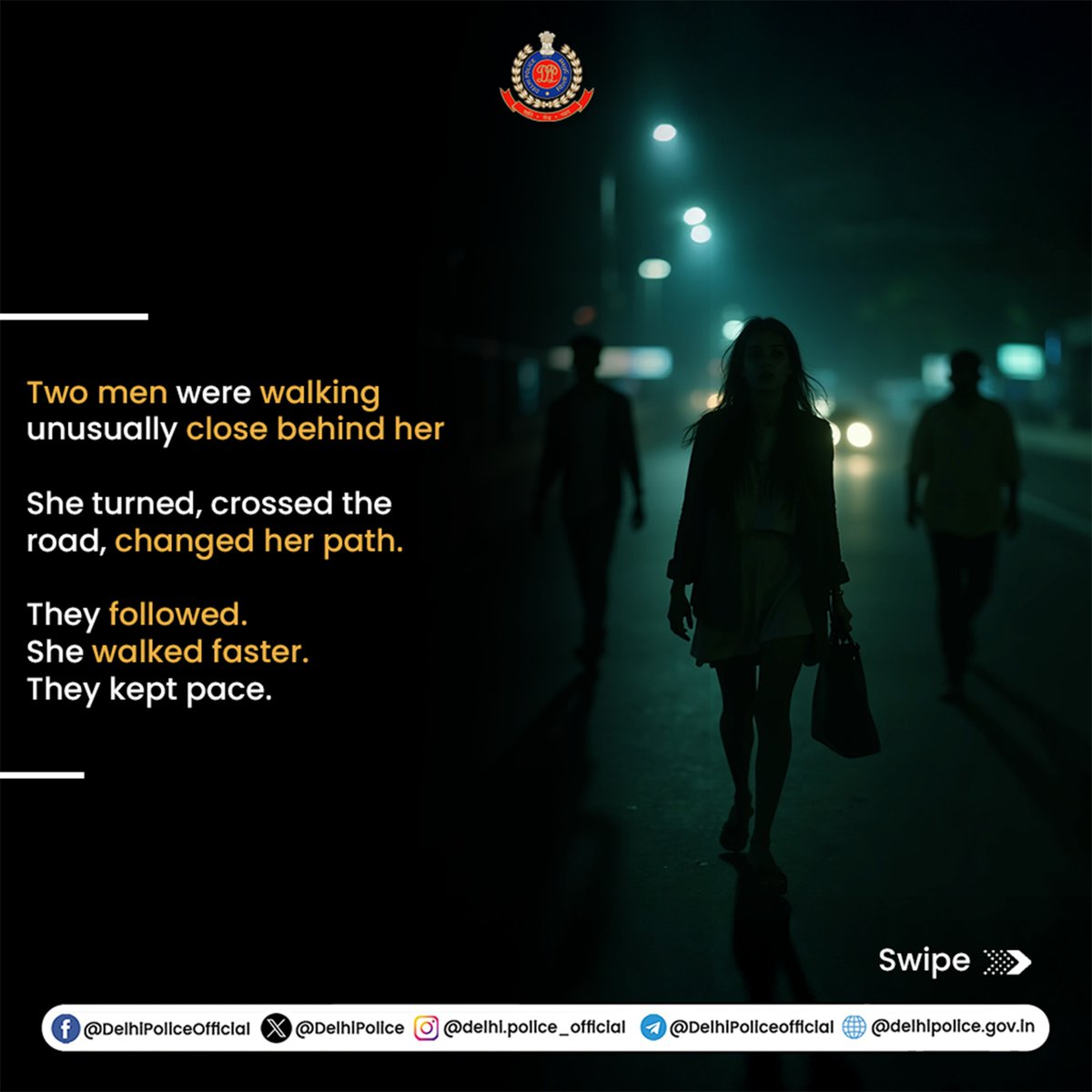 DelhiPolice's tweet image. In distress, make the right move.
Act smart. Speak up. Seek help.

One right decision can protect you — just like it did for her.

📞 Women Helpline: 1091
📞 Delhi Police Control Room: 112

#TrustYourInstincts #ActSmart #DPUpdates