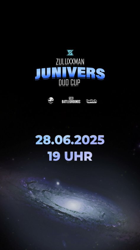 🔥Es wird geschwitzt, gelacht und gefinished – der🌌#PUBG Zuluxxman JUNIvers Duo Cup🌌 startet! Jetzt anmelden oder für ewig Bronze bleiben!😂❤️

📅28.6
⏲️19 Uhr
🏆Prizepool
🎁Giveaways
🎙️twitch.tv/zuluxxman

Infos &amp; Anmeldung 🔗discord.gg/zuluxxman-5925…