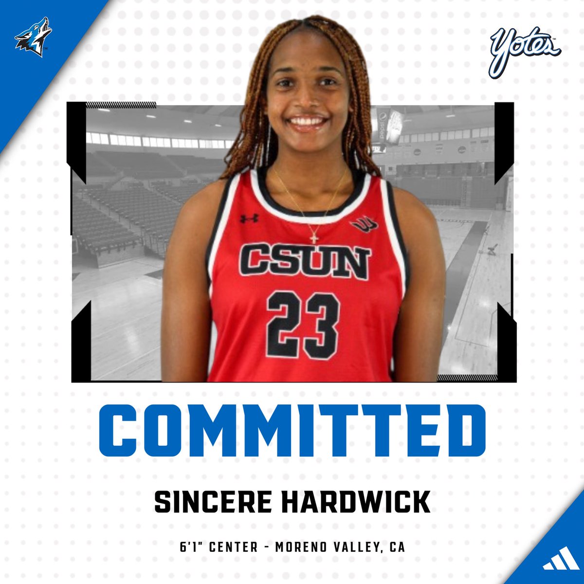🚨COMMITTED🚨We are excited to have 6’1” Center Sincere Hardwick joining our Yote family as a Junior! Welcome Sincere 💙🐾
#10teamsonepack 
#goyotes