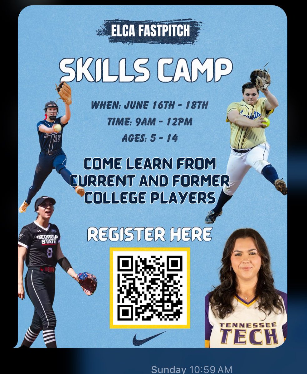 Come out next week for ELCA SKILLS CAMP!   See the QR code to register….questions 678-326-9370