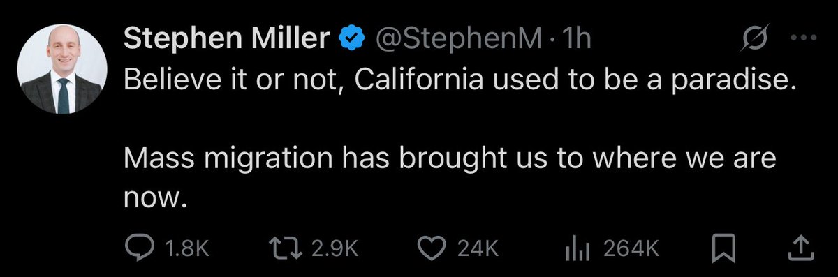 Does he think California was all white and English speaking at some point
