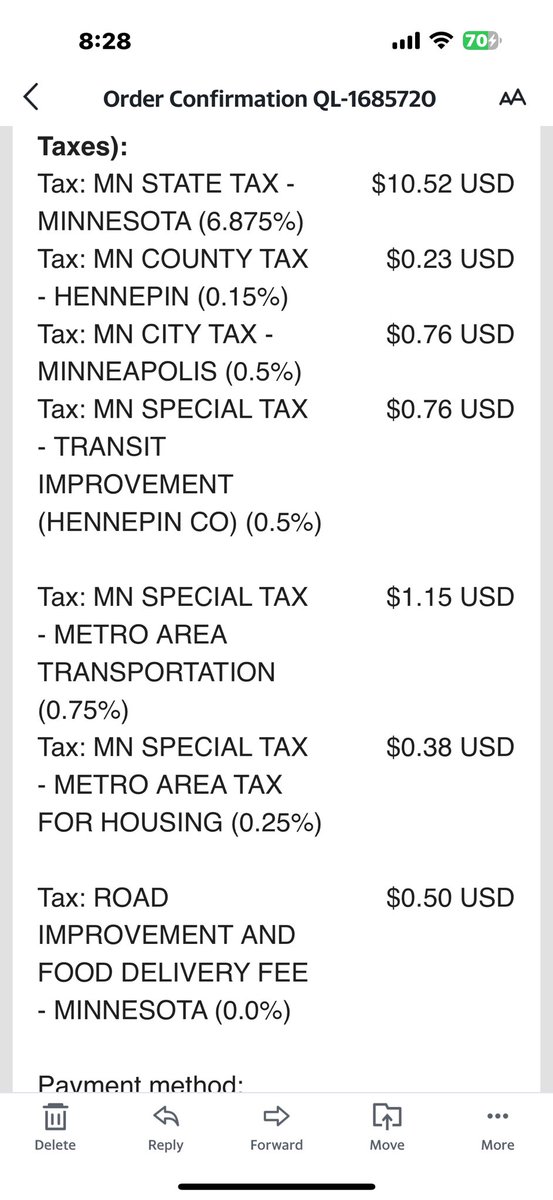 Minnesota has become the land of 10,000 taxes!  This was my tax bill for buying an iPhone mount online for my new motorcycle.  They’re making shopping online prohibited.