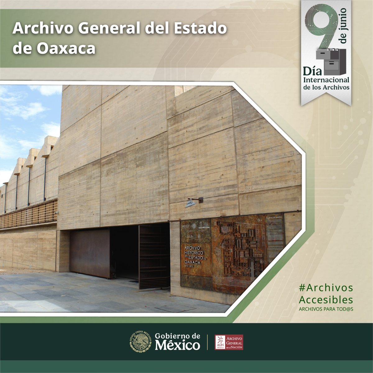 El edificio del <a href="/AGEO_GobOax/">AGEO</a> se inauguró a finales de 2016 en el parque de las Canteras, en el municipio Santa Lucía del Camino. El inmueble fue diseñado exprofeso por el arquitecto Ignacio Mendaro Corsini para resguardar el patrimonio histórico documental de Oaxaca.