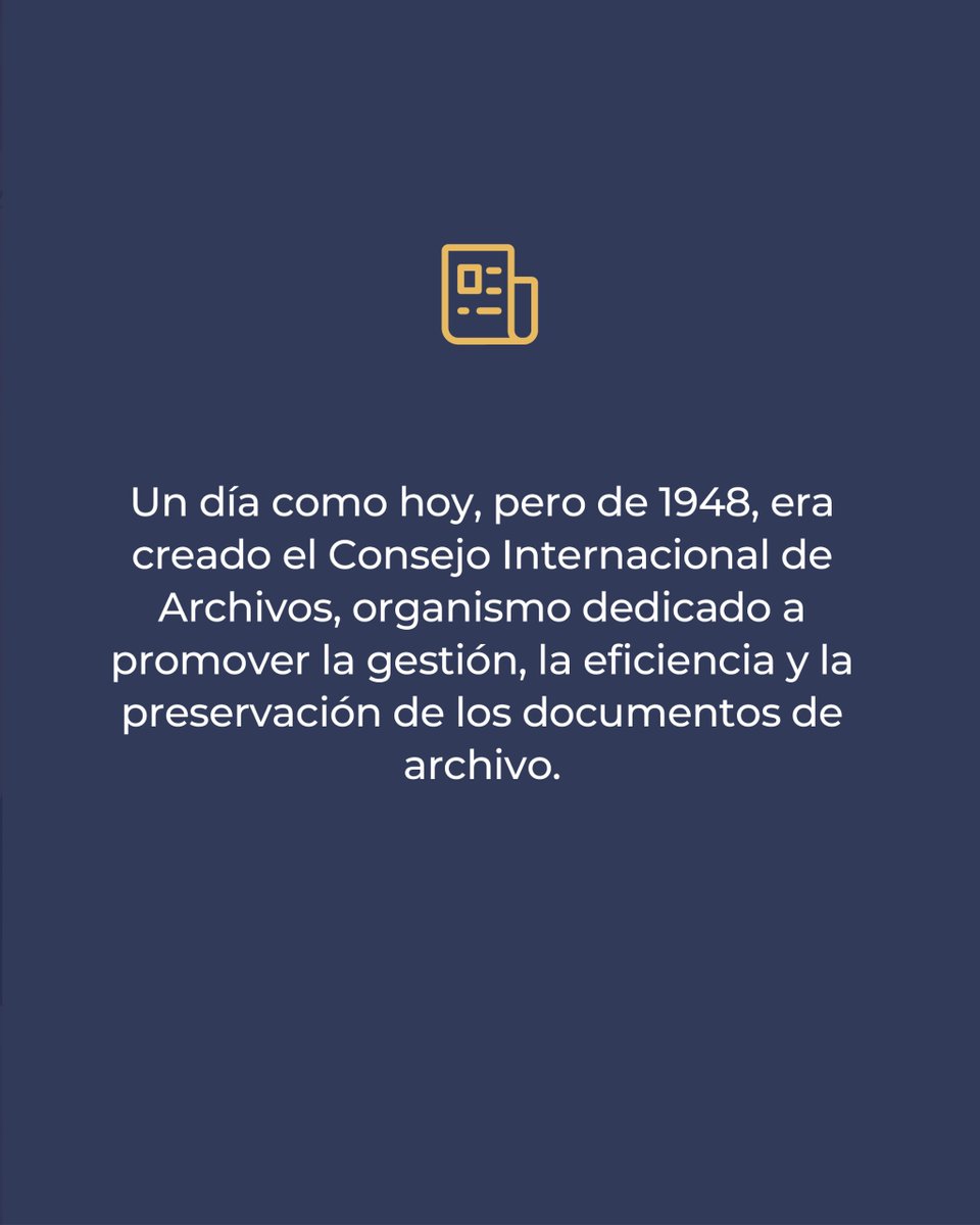 📚 !Hoy celebramos el Día Internacional de los Archivos!

Un día como hoy, pero de 1948, fue creado el Consejo Internacional de Archivos (ICA). 

Los archivos son la evidencia de nuestro pasado y herramientas imprescindibles para construir la identidad de individuos y comunidades