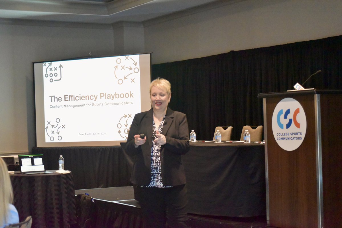 d3sida's tweet image. Thank you @DawnDugle for presenting the Efficiency Playbook that focuses on content management for @CollSportsComm 

Find your Content Champions!