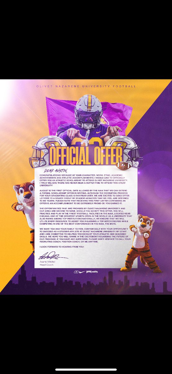 I am BEYOND BLESSED after receiving my first offer from <a href="/ONAZFootball/">ONU FOOTBALL</a>. I would like to thank  <a href="/coachamitchell1/">Avante Mitchell</a> <a href="/Coach_DGilbert/">DeShawn Gilbert</a> <a href="/CoachBeckham/">Coach Beckham</a> and the rest of the coaching staff to give me this opportunity! <a href="/coachjohnNCSA/">John Bell</a>  <a href="/Doug_Preston1/">Doug Preston - HFC JOHN HARDIN</a>