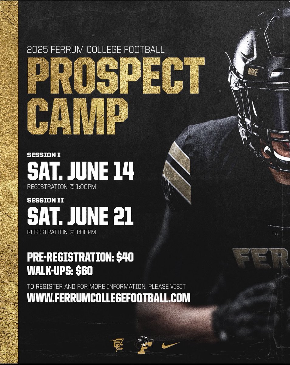Saw a lot of those "Had a great time" captions on the photos this weekend, but it missed a key word, "offered". Come on down and get some work in and have a realistic shot with us.  ferrumcollegefootball.com/content/camps