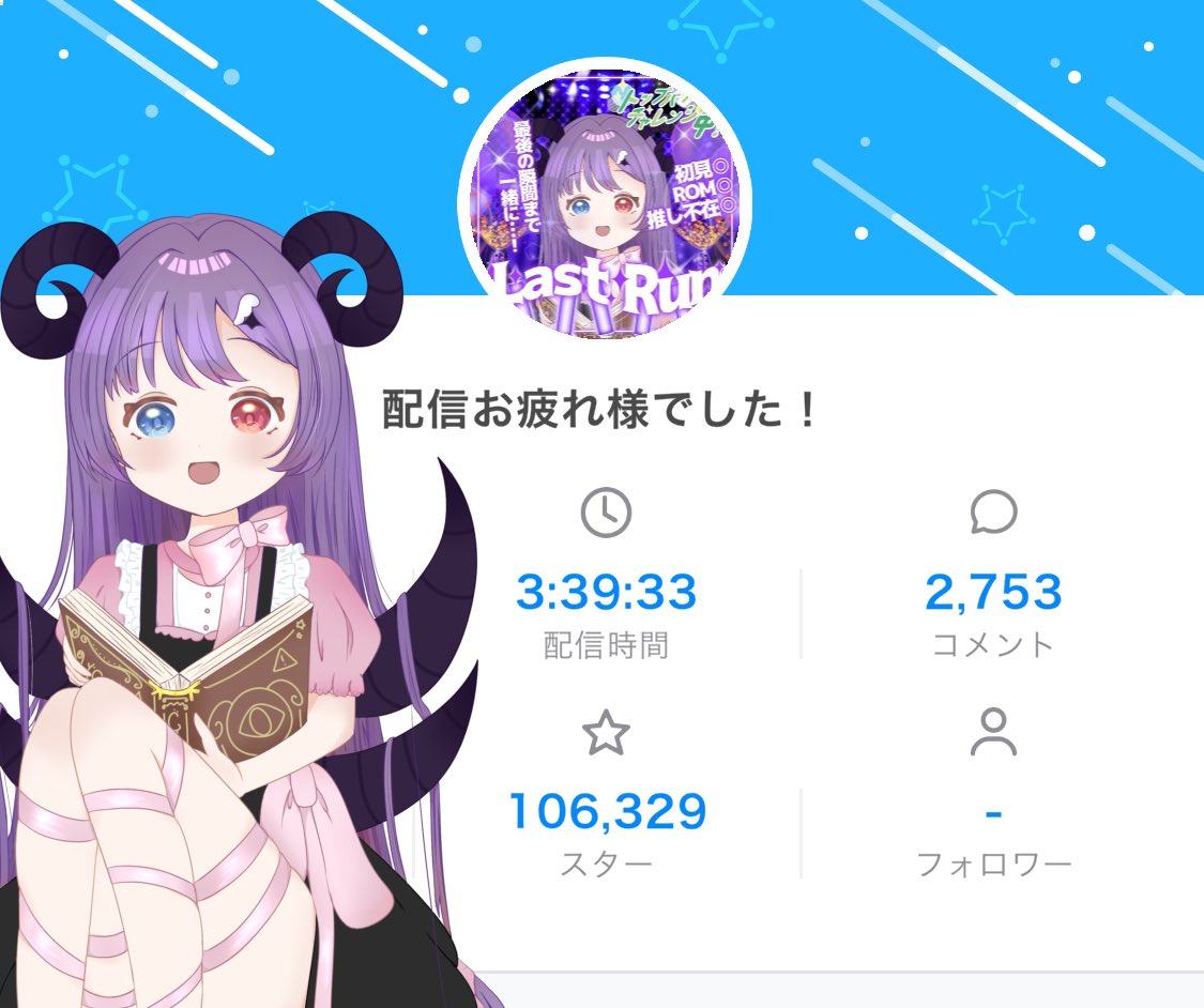 お疲れ様でした！！！
ここまで応援していただけてとても嬉しかったです( *´꒳`*)

目標のバナイベ50位以内とバナイベ内にB2に上がる目標が達成出来て私はとても嬉しく思ってます！
本当に皆様のおかげでここまでやってこれました😭🙏

バナイベ40位ありがとうございました!!!!!
👏 👏 👏 👏 👏