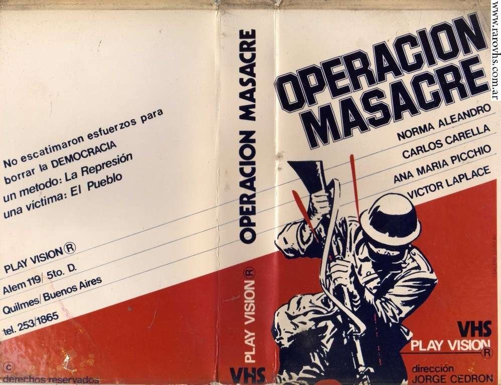 La pelicula de Operación Masacre se estrenó en clandestinidad. Se vió en casas particulares, iglesias, sindicatos, facultades. Incluso el propio Padre Mugica organizó una proyeccion en Villa 31. Calculan que tuvo un millón y medio de espectadores en clandestinidad +