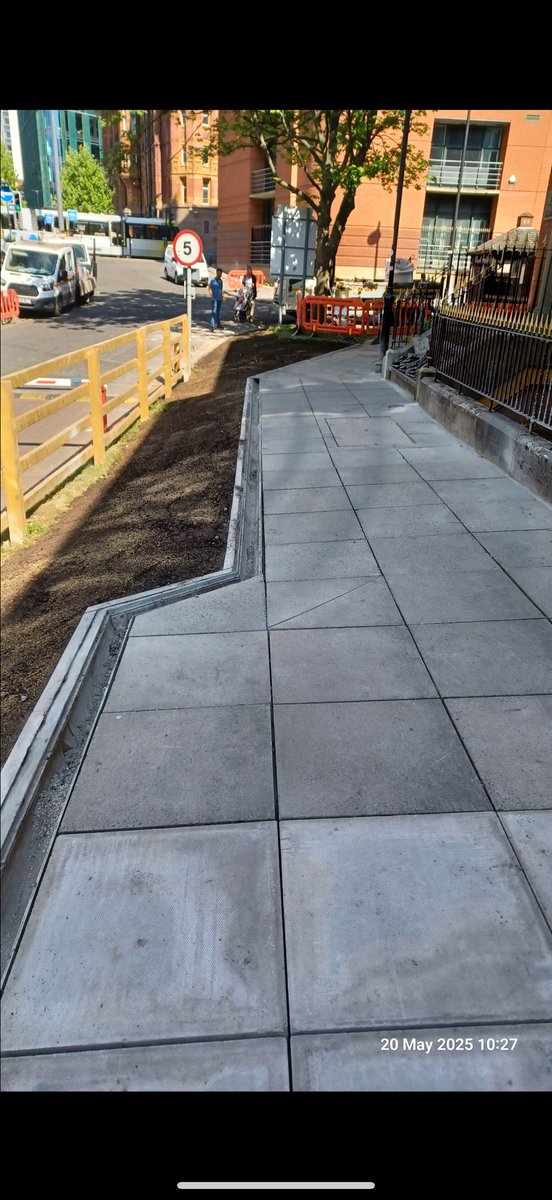 A business at Barbirolli Sq highlighted accessibility issues on the Oxford Court footpath with me. The footpath has now been relaid with a less steep gradient and better drainage improving access. Thanks to all for help with this. Before &amp; after pictures below: