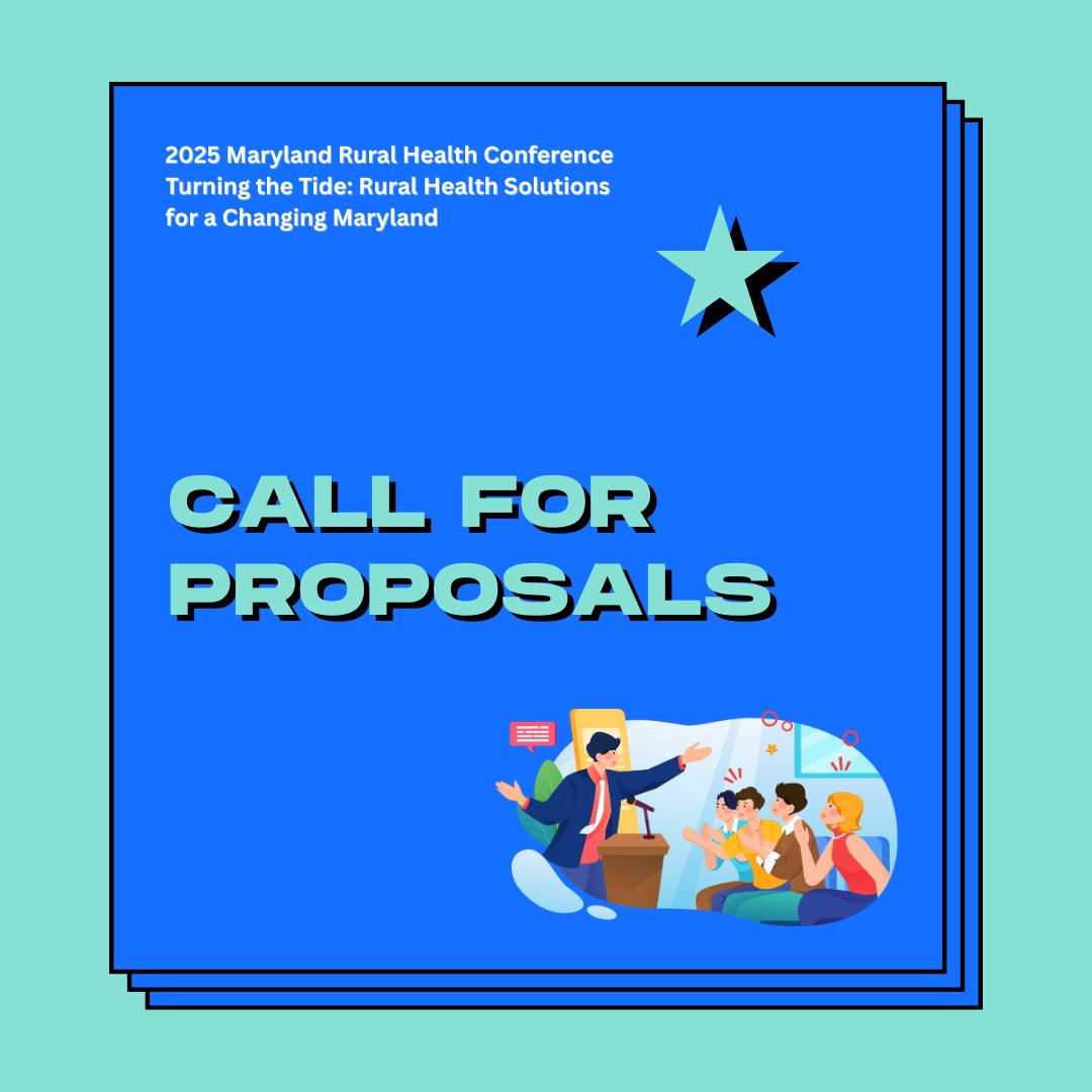 Call for Proposals OPEN! 🚨
Submit your session for the 2025 Maryland Rural Health Conf. by June 11!

📅 Oct 19–21 | Annapolis, MD
Theme: Turning the Tide: Rural Health Solutions for a Changing Maryland

🔗: mdruralhealth.org/surveys/2025-c…

#MRHC2025 #RuralHealth #CallForProposals