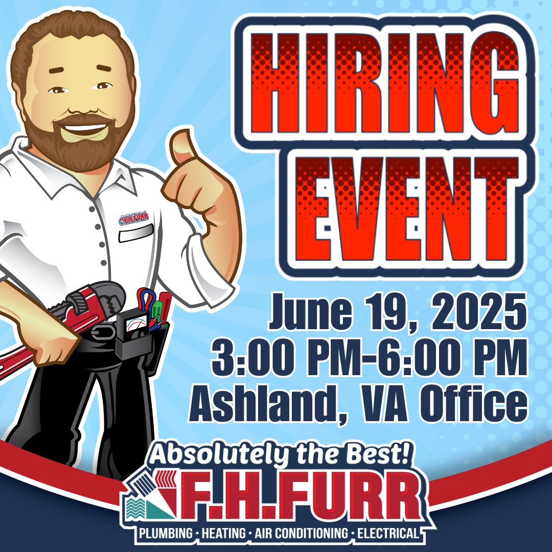 🚨 WE’RE HIRING – PLUMBING SERVICE TECHS! 🚨

Ready to flush out your old job and start fresh? 💧 Join F.H. Furr Ashland for an in-person Hiring Event!

📅 Thursday, June 19, 2025
🕒 3:00 PM – 6:00 PM

Stop by, meet the team, and interview on the spot! 🛠️ shorturl.at/Plbm2