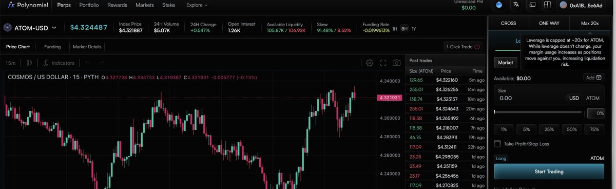 Cosmos | Everstake (@everstakecosmos) on Twitter photo A fresh playground for pro traders! 🎯
$ATOM just launched on <a href="/PolynomialFi/">Polynomial</a> with up to 20x leverage for both longs & shorts 📊
Most tokens there are tradable with up to 20x leverage, while #BTC & #ETH deals can go up to 50x.
#Cosmos #CryptoTrading A fresh playground for pro traders! 🎯
$ATOM just launched on <a href="/PolynomialFi/">Polynomial</a> with up to 20x leverage for both longs & shorts 📊
Most tokens there are tradable with up to 20x leverage, while #BTC & #ETH deals can go up to 50x.
#Cosmos #CryptoTrading