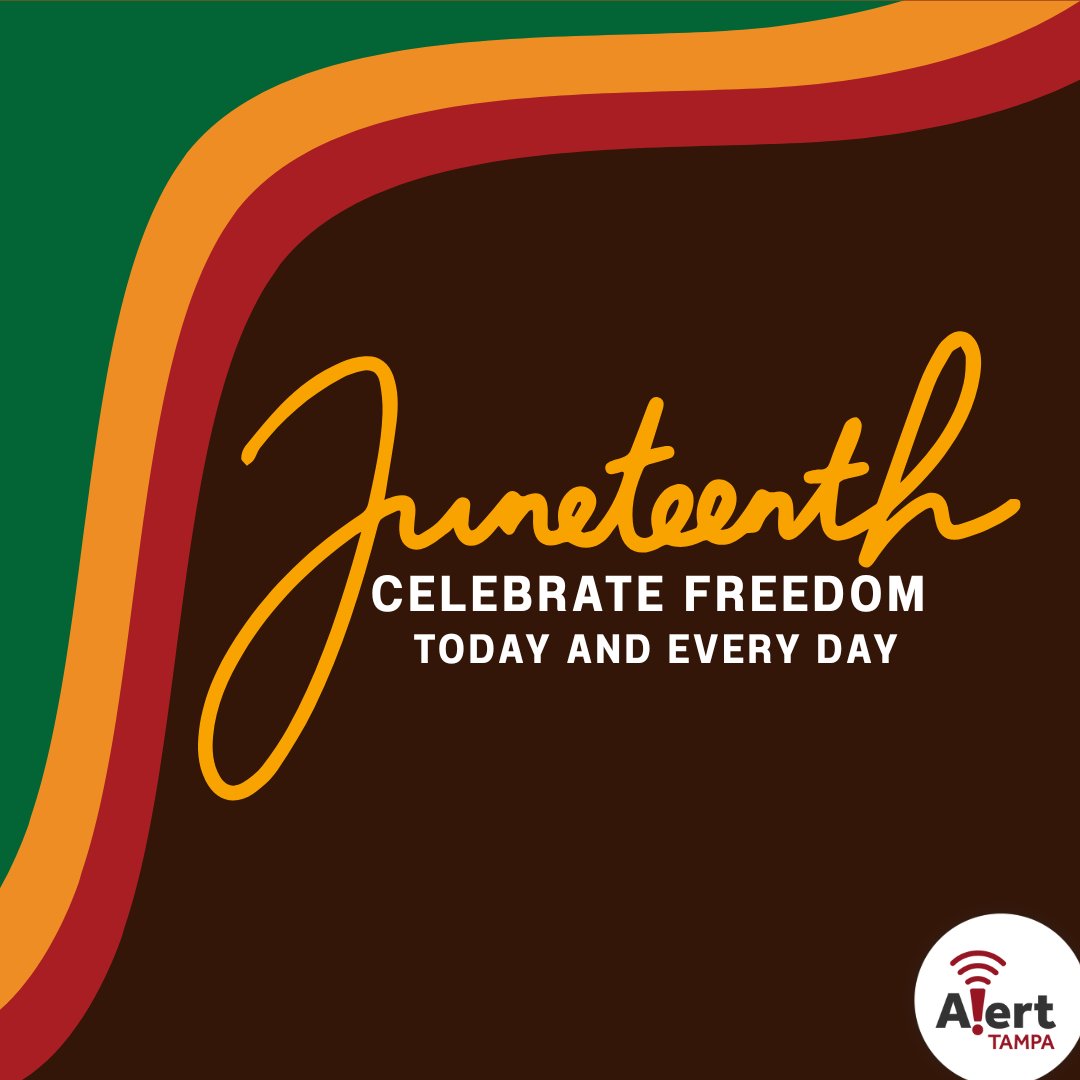 AlertTampa proudly celebrates #Juneteenth, a pivotal moment in American history that signifies the end of slavery in the United States.

Join us as we honor this significant occasion and reflect on our journey towards a more equitable future!