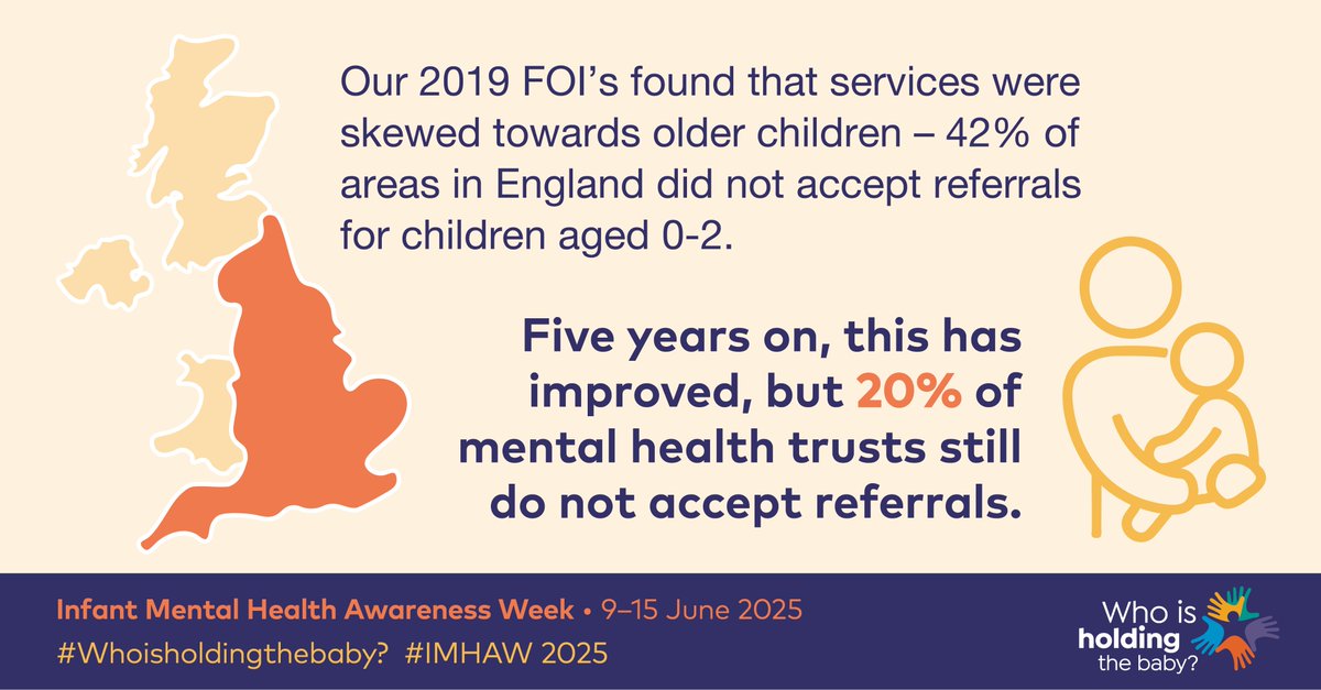 ParentInfantFdn's tweet image. Today we've launched new research which shows a growing number of parent-infant relationship teams across the UK. But in many areas, specialist support is still not available.
Find out more & help us ask #Whoisholdingthebaby?’ this #IMHAW2025 👉bit.ly/43ys30y