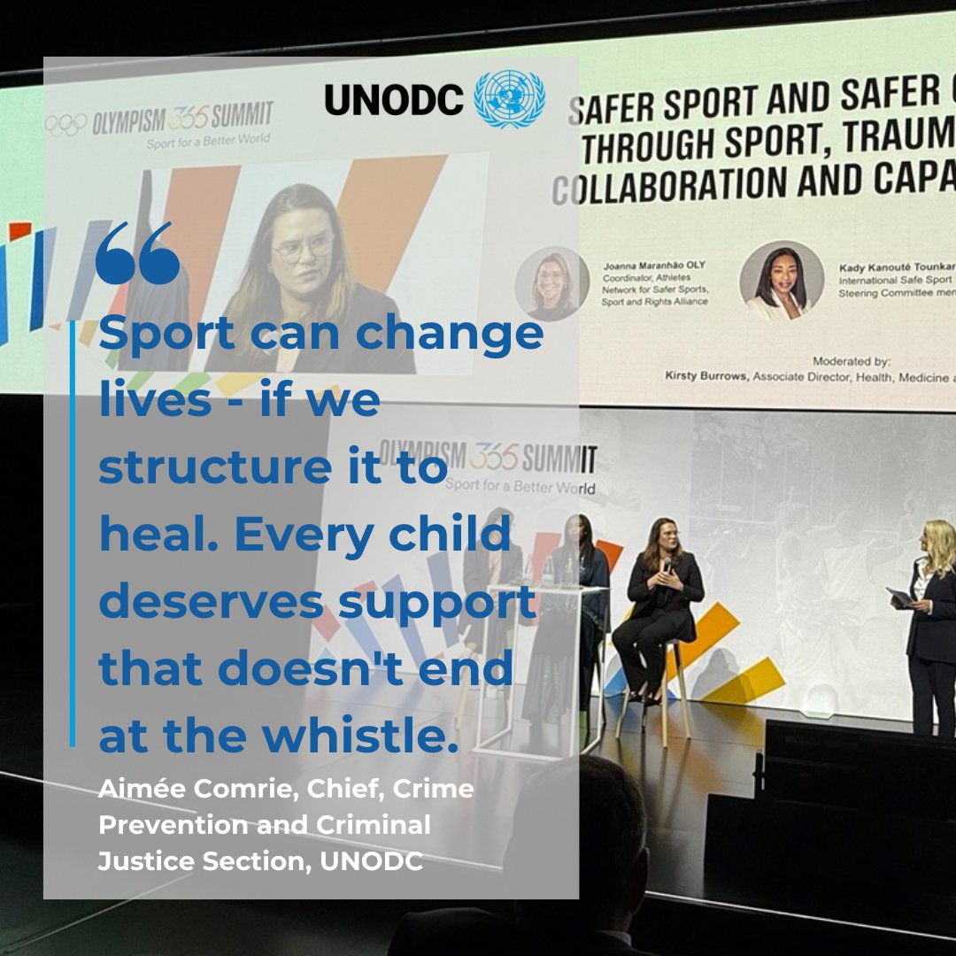 UNODC Crime Prevention and Criminal Justice (@unodc_justice) on Twitter photo At #Olympism365, <a href="/aimeecomrie/">Aimée Comrie</a> highlighted that building a safer world through sport requires inclusive, trauma-informed approaches that prevent violence, support healing, & foster safer communities - when backed by long-term, cross-sector support.
#SportForABetterWorld #SCORE At #Olympism365, <a href="/aimeecomrie/">Aimée Comrie</a> highlighted that building a safer world through sport requires inclusive, trauma-informed approaches that prevent violence, support healing, & foster safer communities - when backed by long-term, cross-sector support.
#SportForABetterWorld #SCORE