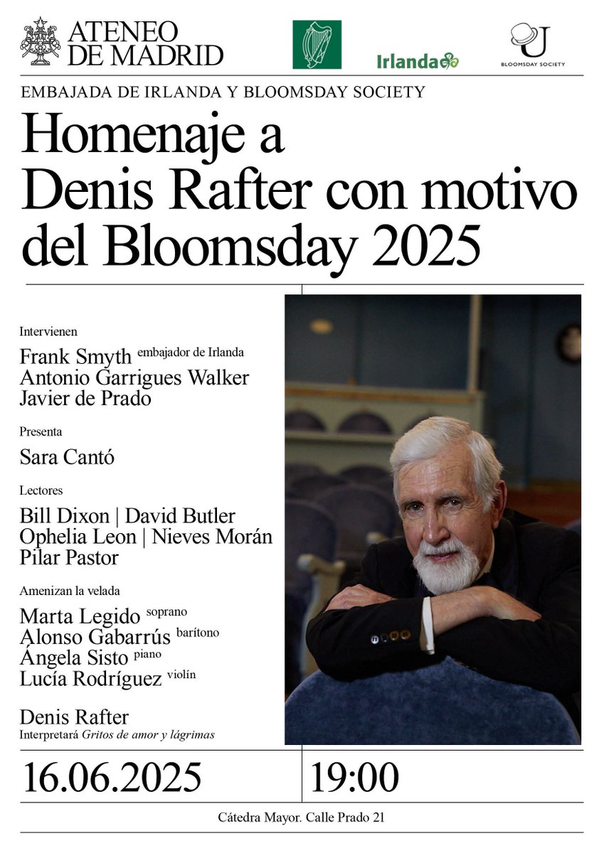 Turismo de Irlanda (@descubreirlanda) on Twitter photo Celebra a Joyce y 'Ulises' el lunes 16 de junio en <a href="/ateneodemadrid/">Ateneo de Madrid</a> en un homenaje organizado por #BloomsdaySociety al actor dublinés Denis Rafter 🎭.
📍 Cátedra Mayor, Ateneo de Madrid. 19:00h.
🎟 Entrada libre hasta completar aforo.
Colabora: <a href="/IrlEmbMadrid/">Embassy of Ireland, Madrid</a> y Turismo de Irlanda Celebra a Joyce y 'Ulises' el lunes 16 de junio en <a href="/ateneodemadrid/">Ateneo de Madrid</a> en un homenaje organizado por #BloomsdaySociety al actor dublinés Denis Rafter 🎭.
📍 Cátedra Mayor, Ateneo de Madrid. 19:00h.
🎟 Entrada libre hasta completar aforo.
Colabora: <a href="/IrlEmbMadrid/">Embassy of Ireland, Madrid</a> y Turismo de Irlanda