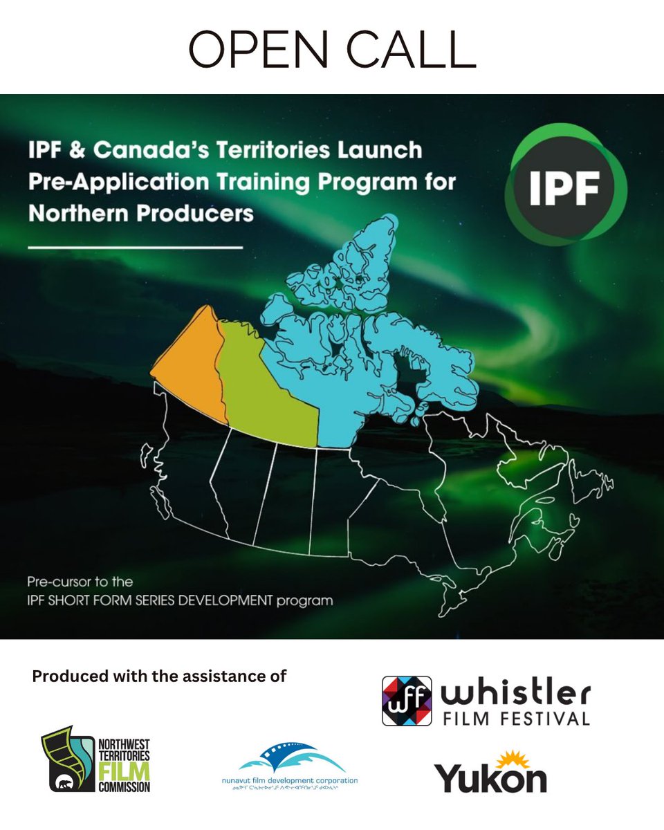 IPF (@theipf) on Twitter photo Applications are now open for the 2025 IPF Pre-Application Training Program for Northern Producers.
Open to producers in Yukon, NWT & Nunavut.
Led by <a href="/whisfilmfest/">Whistler Film Fest</a> in partnership with regional film offices.
🔗 Apply now: form.jotform.com/251356181411247 Applications are now open for the 2025 IPF Pre-Application Training Program for Northern Producers.
Open to producers in Yukon, NWT & Nunavut.
Led by <a href="/whisfilmfest/">Whistler Film Fest</a> in partnership with regional film offices.
🔗 Apply now: form.jotform.com/251356181411247
