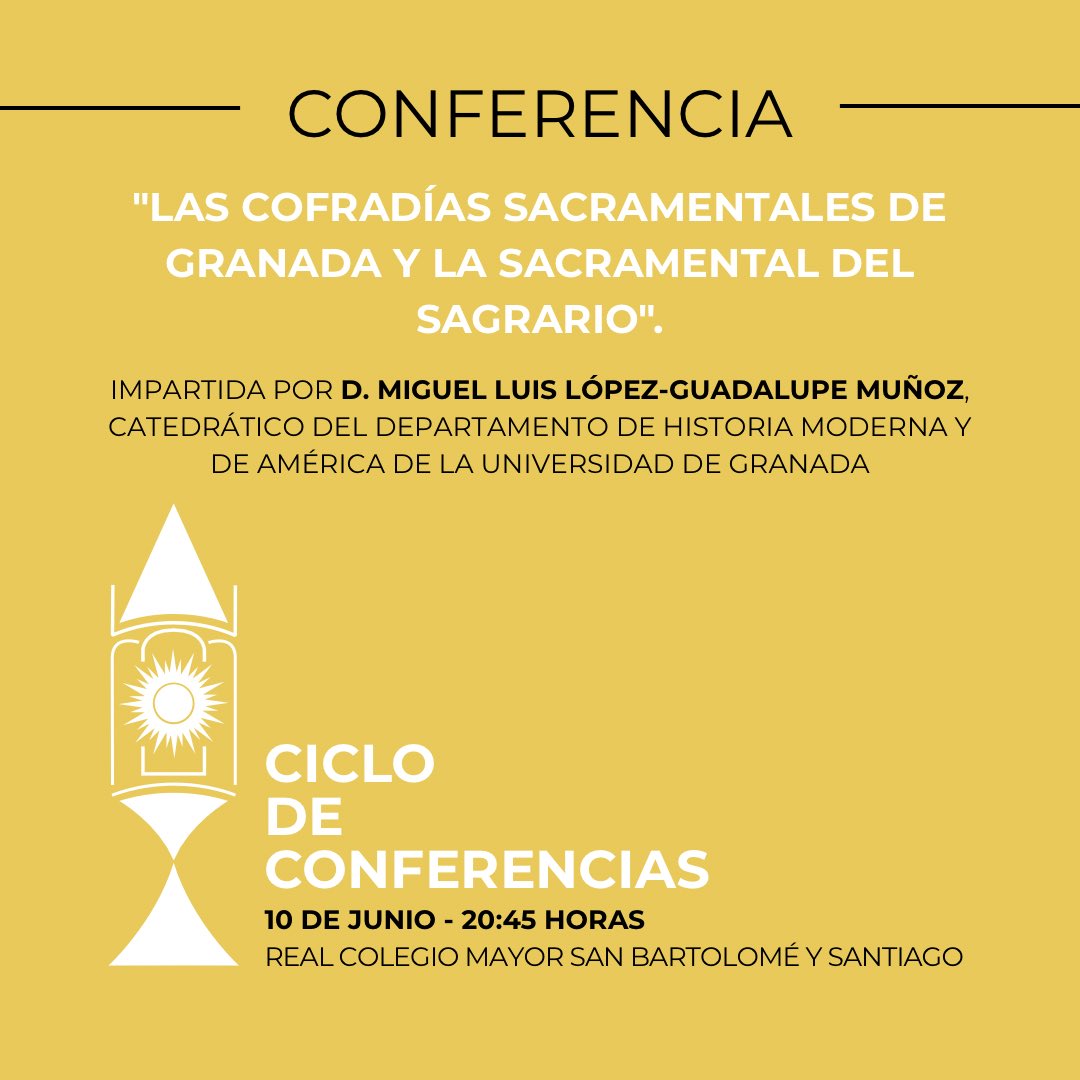 📅 Mañana, 10 de junio, a las 20:45 horas, tendrá lugar la primera conferencia con motivo del V Centenario fundacional de nuestra Hermandad.

📍 Real Colegio San Bartolomé y Santiago. C/ San Jerónimo, 31, Granada.

¡Os esperamos!