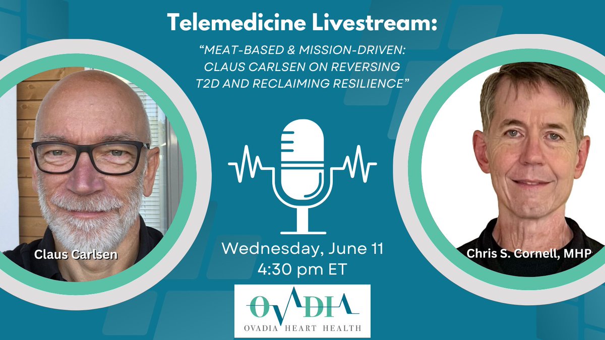 I'm going to be speaking with <a href="/ClausCarlsen1/">Claus Carlsen</a> on the next Ovadia Heart Health Telemedicine Livestream, Wednesday, June 11th at 4:30 pm ET.

Really looking forward to learning more about his views on our potential to take control of our health, fitness, and quality of life.