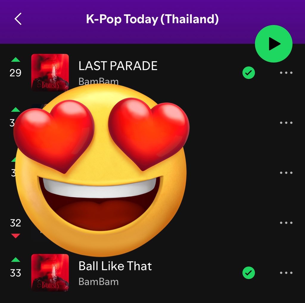มาเปิดเน้น 5M Ball Like That 20M LAST PARADE กันต่อนะคะ ดันอันดับศลป.กลับขึ้นมากันค่ะ ตอนนี้ 2 เพลงนี้อยู่ใน Official PL เพลงยอดนิยมด้วยนะคะ อันดับวันล่าสุดขึ้นมาทั้งสองเลย ดันขึ้นอีกกันค่า🤩
🔗 open.spotify.com/user/fzd05drzj…