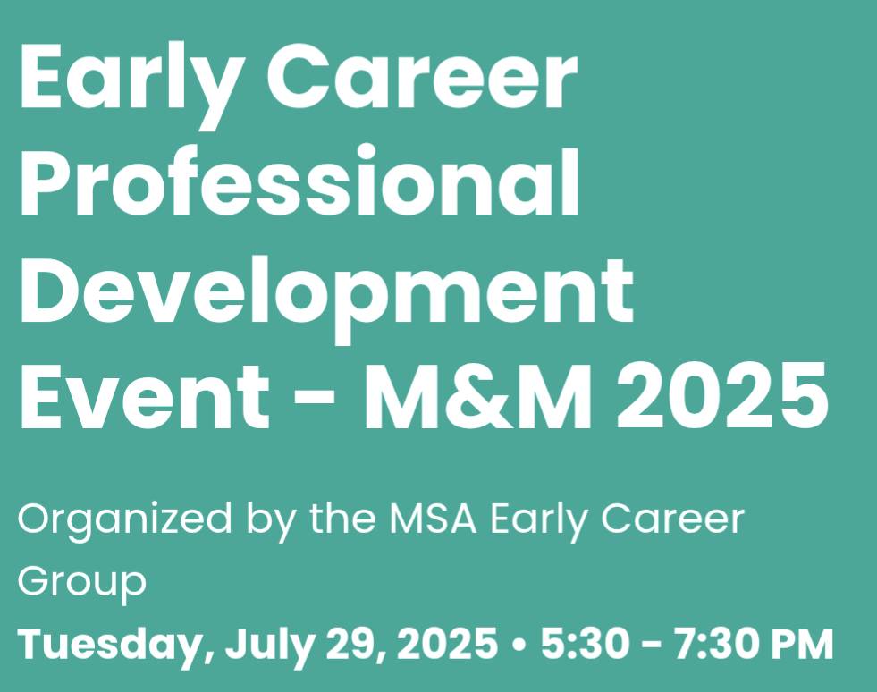 If you're a graduate student, post-doc, or early career scientist, consider attending the professional development event at M&amp;M. Complimentary refreshments, snacks, open bar, and event swag. Free registration! ow.ly/2lRX50W6rvm