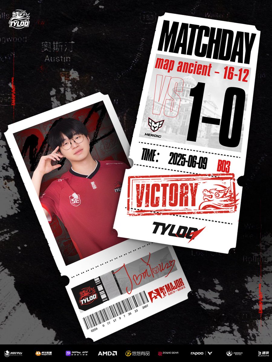 ✨BLAST.tv Austin Major 2025 Stage 2

✨MAP  ANCIENT｜ BO3

✨TYLOO 16:12 Heroic

✨MVP：TYLOO JamYoung

#BLASTtvMAJOR #TYLOO