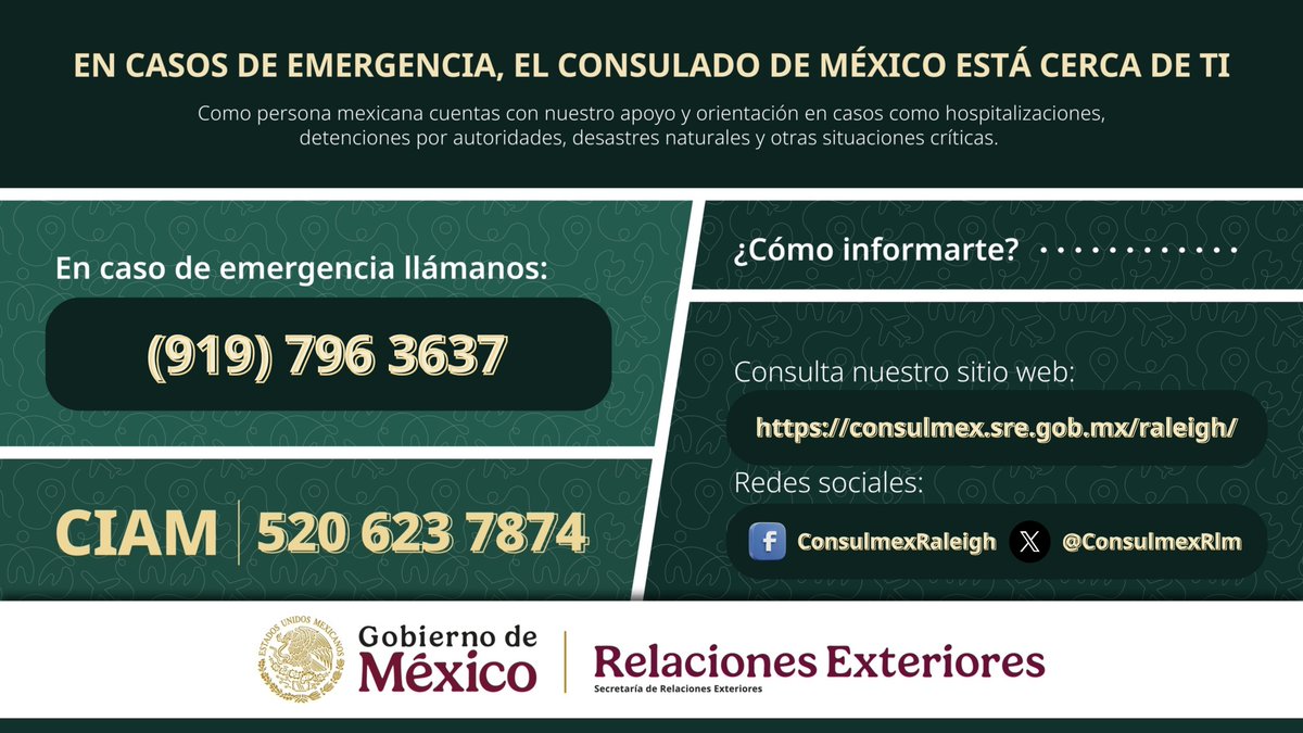 Consulmex Raleigh (@consulmexrlm) on Twitter photo Si vas a asistir al partido amistoso de <a href="/miseleccionmx/">Selección Nacional</a> en Chapel Hill, Carolina del Norte, trae contigo tu identificación 🇲🇽
¡Y si tomas, no manejes!🚫
<a href="/SRE_mx/">Relaciones Exteriores</a>
<a href="/EmbamexEUA/">Embassy of Mexico in the U.S.</a>
<a href="/IME_SRE/">IMME</a> Si vas a asistir al partido amistoso de <a href="/miseleccionmx/">Selección Nacional</a> en Chapel Hill, Carolina del Norte, trae contigo tu identificación 🇲🇽
¡Y si tomas, no manejes!🚫
<a href="/SRE_mx/">Relaciones Exteriores</a>
<a href="/EmbamexEUA/">Embassy of Mexico in the U.S.</a>
<a href="/IME_SRE/">IMME</a>